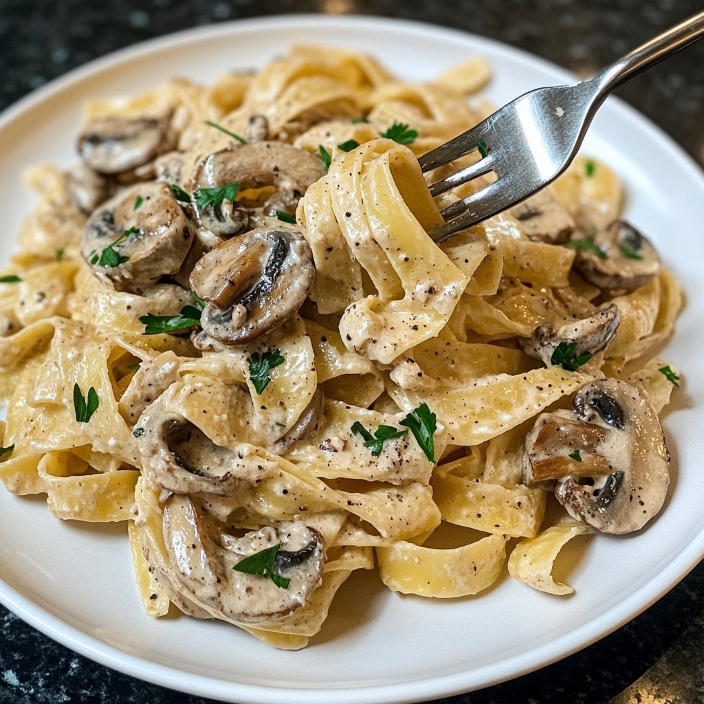 Romantic Creamy Mushroom Tagliatelle