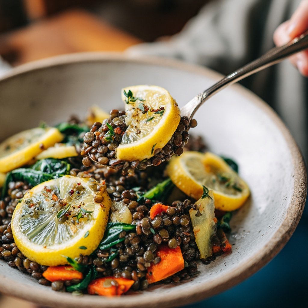 Healthy Lunch Lemon Lentil Bowl