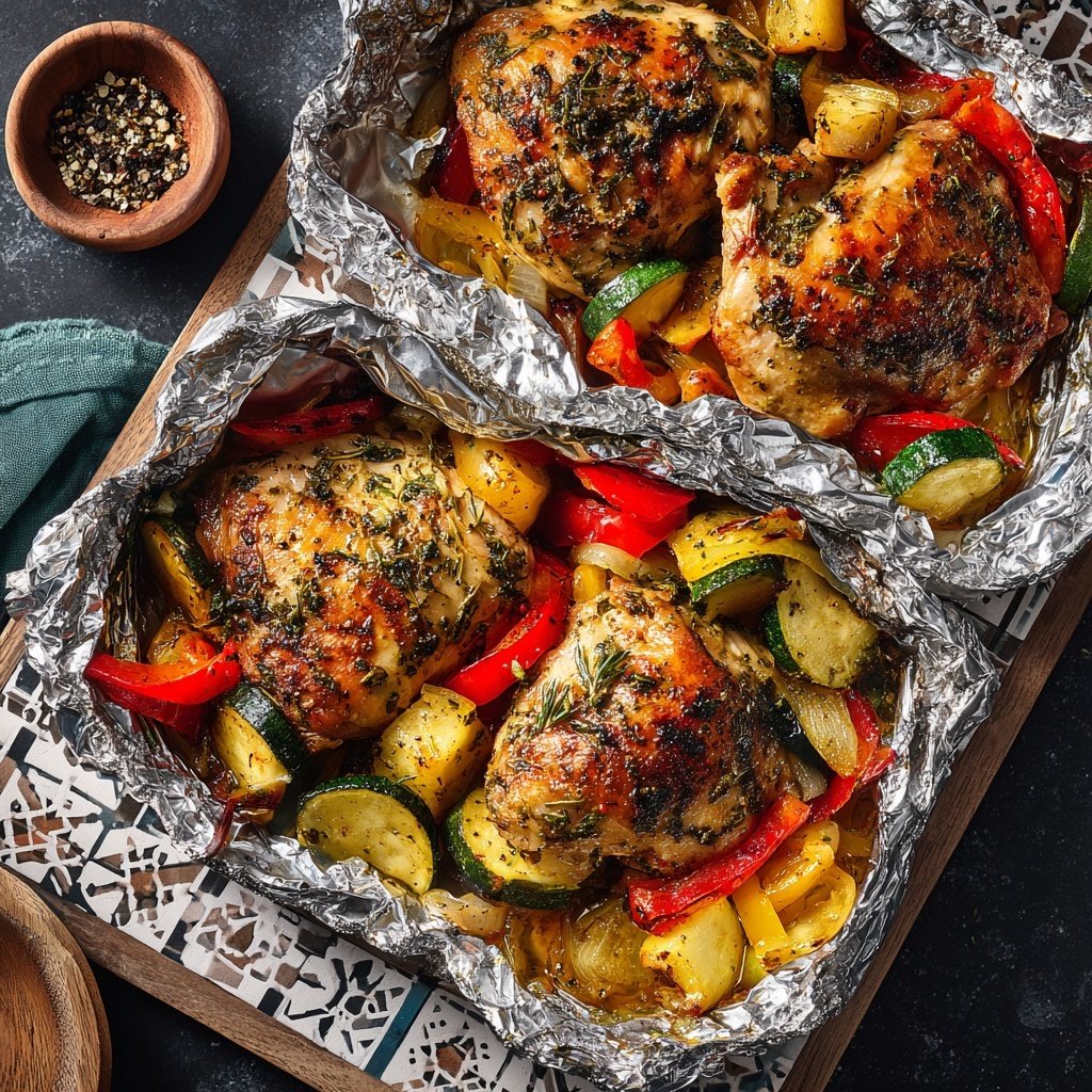 Baked Chicken And Veggie Foil Packs